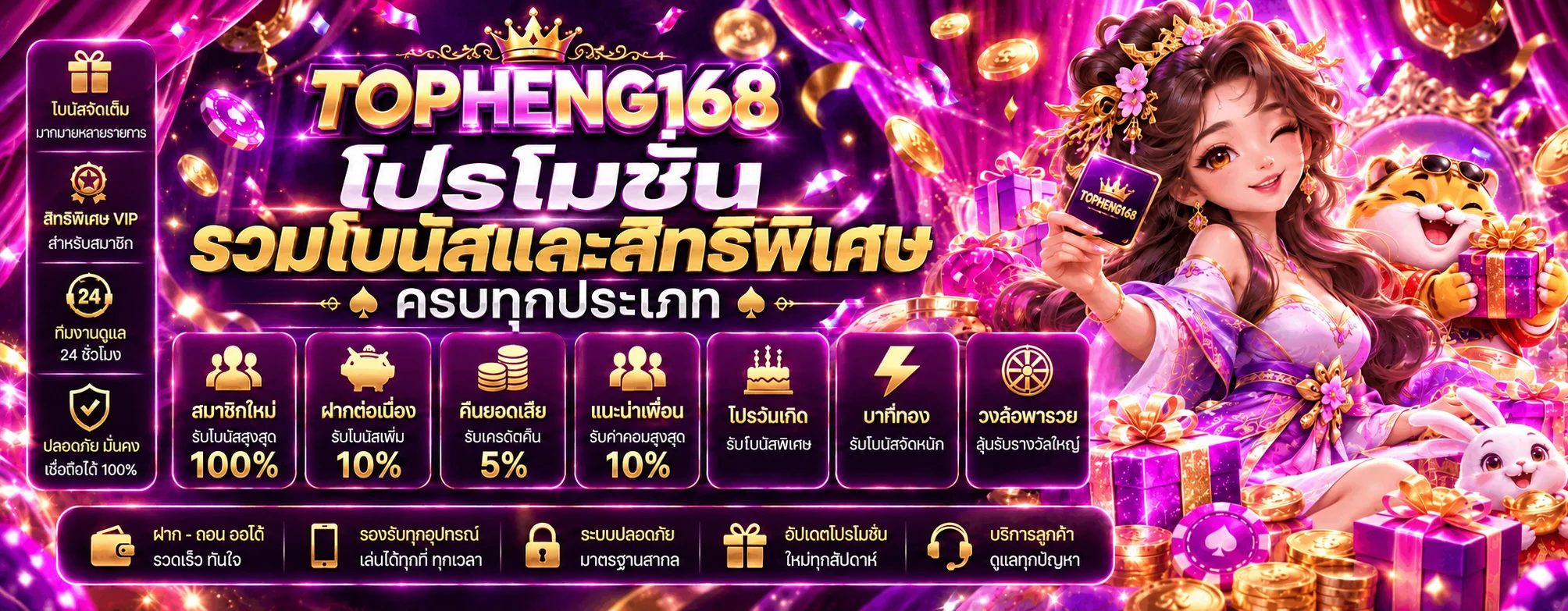 รวมโปรโมชั่นและสิทธิพิเศษ TOPHENG168